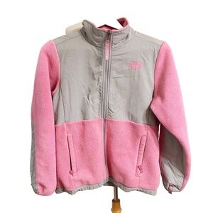 The North Face Girls Pink Gray Denali Fleece Jacket Coat Youth 14/16 Full-Zip